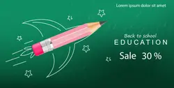 بنر خلاقانه مداد رنگی و راکت - Creative Crayon Rocket