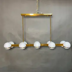 لوستر لاینر ده شاخه طلایی حباب‌دار