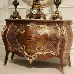 کنسول چهارپایه چوبی برنزکوبی شده دو کشو - ترنم گالری