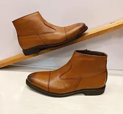 نیم بوت چرم مردانه مدل دری مد عسلی - فروشگاه کفش چرم چارلی