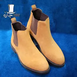 نیم بوت چرم مردانه مدل POLO جیر عسلی - فروشگاه کفش چرم چارلی
