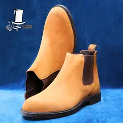 نیم بوت چرم مردانه مدل POLO جیر عسلی - فروشگاه کفش چرم چارلی
