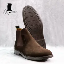 نیم بوت چرم مردانه مدل POLO جیر قهوه ای - فروشگاه کفش چرم چارلی