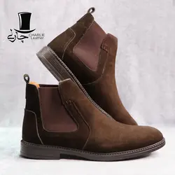 نیم بوت چرم مردانه مدل POLO جیر قهوه ای - فروشگاه کفش چرم چارلی