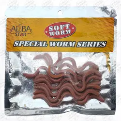 کرم خاکی صورتی مصنوعی طعم دار ALBASTAR آلبا استار ۱۰ سانتی متر ۱۰عددی