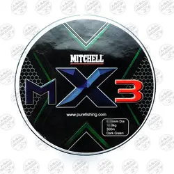 نخ براید ماهیگیری MITCHELL MX3 X8  رنگ سبز ۳۰۰ متر سایز ۰/۲۵