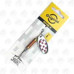 لانسه ماهیگیری سایز ۴ نقره ای خال قرمز Lucky John Spin-X