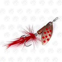 لانسه ماهیگیری سایز ۲ مسی خال قرمز پشه دار  Lucky John Spin-X