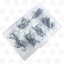 قلاب سه شاخ کاپیتان  سایز ۱ تا ۶ مجموعه ۴۵ عددی به همراه جعبه قلاب