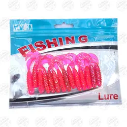 طعمه مصنوعی ژله ای دم داسی صورتی ۵ سانتی متر بسته ۱۵ عددی