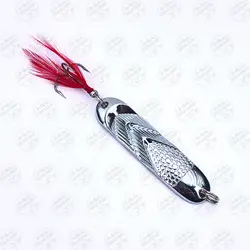 طعمه قاشقک ماهیگیری نقره ای استیل پردار ۱۵ گرم ۶ سانتی متر