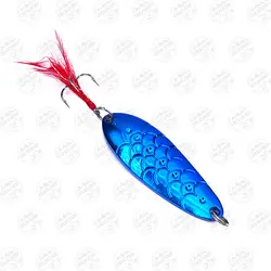 طعمه قاشقک ماهیگیری آبی استیل پردار ۱۸ گرم ۶ سانتی متر