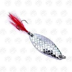 طعمه قاشقک ماهیگیری نقره ای استیل پردار ۱۲ گرم ۵ سانتی متر