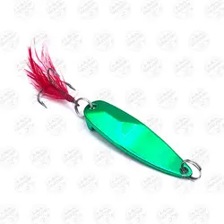 طعمه قاشقک ماهیگیری سبز استیل پردار۱۰ گرم ۵ سانتی متر