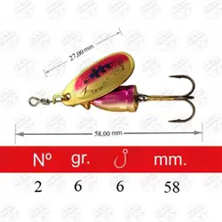 لانسه ماهیگیری مپسو طلایی صورتی ۶ گرم سایز ۲  MAPSO Vlason-RAYAS 2 ORO