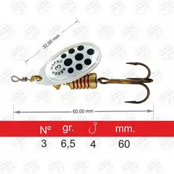 لانسه ماهیگیری مپسو نقره ای خال مشکی ۶٫۵ گرم سایز ۳  MAPSO Reder-LUN 3 PLATA