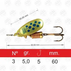 لانسه ماهیگیری مپسو طلایی خال آبی ۵ گرم سایز ۳  MAPSO Orión 3 Oro