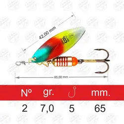 لانسه ماهیگیری مپسو اسپارک پرچمی ۷ گرم سایز ۲  Mapso Spark-COL 2 Plata-Amarillo