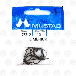 قلاب موستاد برنزی بدون چشمه سایز ۲ بسته ۱۰ عددی MUSTAD 267 LIMERICK