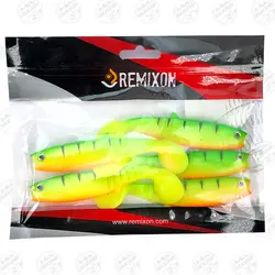 طعمه ماهیگیری لور ماهی ژله ای رمیکسون فایر تایگر ۱۰ سانتی بسته ۵ عددی Remixon Buster Shad 10cm Color Fire Tiger