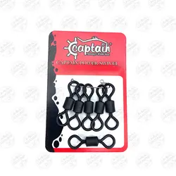 دوراهی مشکی مات کاپیتان ۵۰۰۶ سایز ۶/۰ بسته ۶ عددی CAPTAIN Longer Rolling Swivel #6/0 | فرا کمپ| فروشگاه لوازم ماهیگیری و کمپینگ