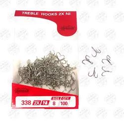 قلاب سه شاخ کاپیتان نیکل سایز ۸ بسته ۵ عددی Captain TREBLE HOOKS 338 2X NI ,size 8,#5 | فرا کمپ| فروشگاه لوازم ماهیگیری و کمپینگ