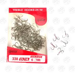 قلاب سه شاخ کاپیتان نیکل سایز ۶ بسته ۵ عددی Captain TREBLE HOOKS 338 2X NI ,size 6,#5 | فرا کمپ| فروشگاه لوازم ماهیگیری و کمپینگ