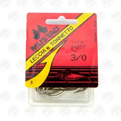 قلاب موستاد پایه بلند سایز ۳/۰ بسته ۸ عددی MUSTAD LECCIA e TONNETTO SIZE ۳/0, QTY 8 | فرا کمپ| فروشگاه لوازم ماهیگیری و کمپینگ
