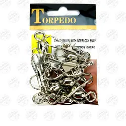 هرزگرد ماهیگیری TORPEDO سایز ۵/۰،بسته۱۰عددی، TORPEDO CRANE SWIVEL WITH INTERLOCK SNAP#5/0,10PCS | فرا کمپ| فروشگاه لوازم ماهیگیری و کمپینگ