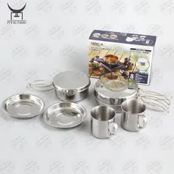 ظروف استیل پخت و پز کوهنوردی و کمپینگ ۸ پارچه Camelwill