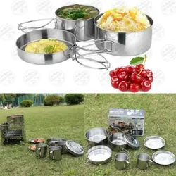 ظروف استیل پخت و پز کوهنوردی و کمپینگ ۸ پارچه Camelwill