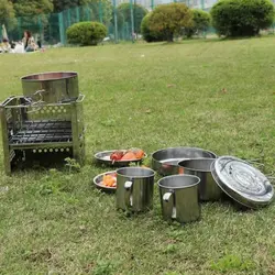 ظروف استیل پخت و پز کوهنوردی و کمپینگ ۸ پارچه Camelwill