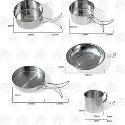 ظروف استیل پخت و پز کوهنوردی و کمپینگ ۸ پارچه Camelwill