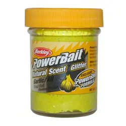 خمیر برکلی پاور بیت قزل آلا سیر Berkley PowerBait Natural Scent Garlic Sunshine Yellow Trout Dough