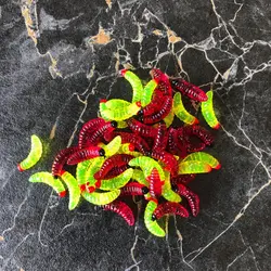 کرم ژله ای مصنوعی ماهیگیری ۲رنگ Weihe fishing بسته ۵۰ عددی