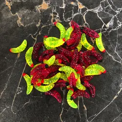 کرم ژله ای مصنوعی ماهیگیری ۲رنگ Weihe fishing بسته ۵۰ عددی