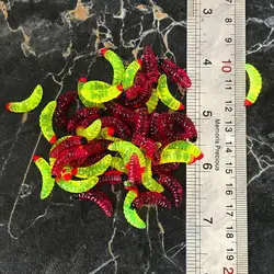 کرم ژله ای مصنوعی ماهیگیری ۲رنگ Weihe fishing بسته ۵۰ عددی