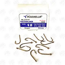 قلاب ماهیگیری برنزی یوولا Youvella سایز ۱۲ بسته ۱۰ عددی