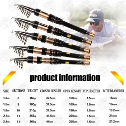 چوب ماهیگیری مسافرتی فول کربن Yong Yi طول ۲۱۰ سانتی متر