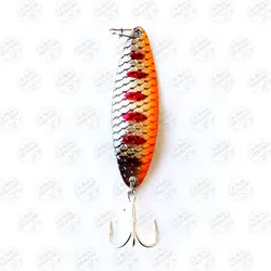قاشقک ماهیگیری ۱۵ گرم ۶.۵ سانتی متر نقره ای نارنجی خال قرمز