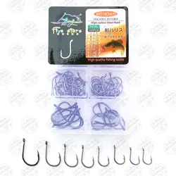 قلاب ماهیگیری کپوری ۸ سایز مختلف مجموعه ۱۰۰ عددی  به همراه جعبه قلاب