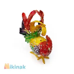 مجسمه خروس فلزی دارای نگین