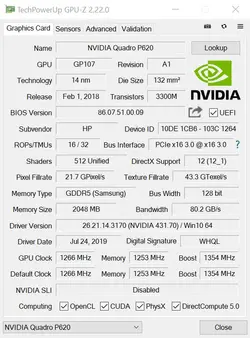 گرافیک استوک NVIDIA Quadro P620 2GB