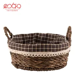 سبد حصیری نان و سبزی گرد