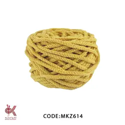 مکرومه کتان زنجیربافت خردلی روشن 6 سوزنه MKZ614