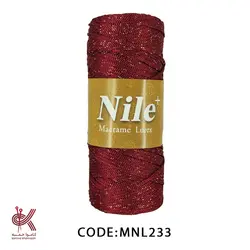 مکرومه دو سوزنه لمه دار - زرشکی لمه طلایی 233