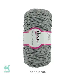 مکرومه کتان سه سوزنه دیوا - طوسی تیره - DP06