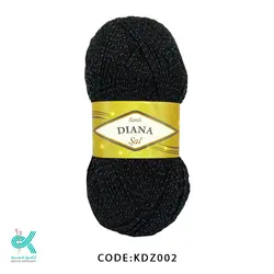 کاموا دیانا ( زری دار ) - مشکی لمه آبی - KDZ002