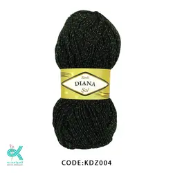 کاموا دیانا ( زری دار ) - مشکی لمه سبز - KDZ004