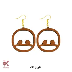 گوشواره مکرومه بافی - چوبی - طرح 20